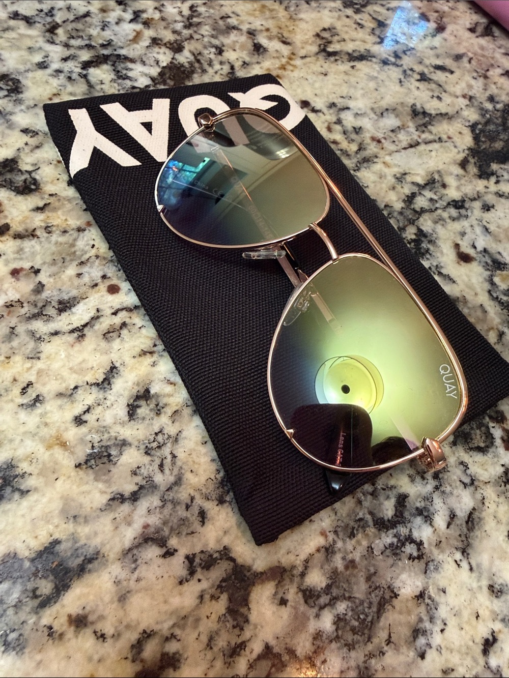 Quay Australia Aviator Sunglasses - Rose Gold Frame with Gradient Purple Lenses